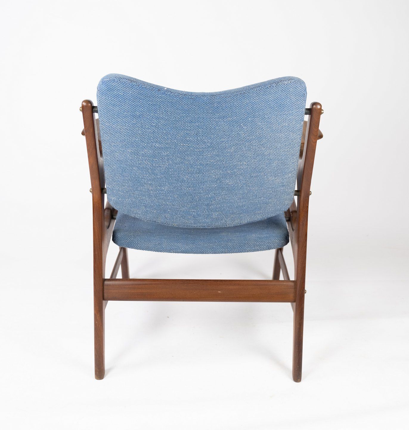 Armchair In Teak And Blue Fabric By Arne Hovmand Olsen From The 1960s. photo for sale