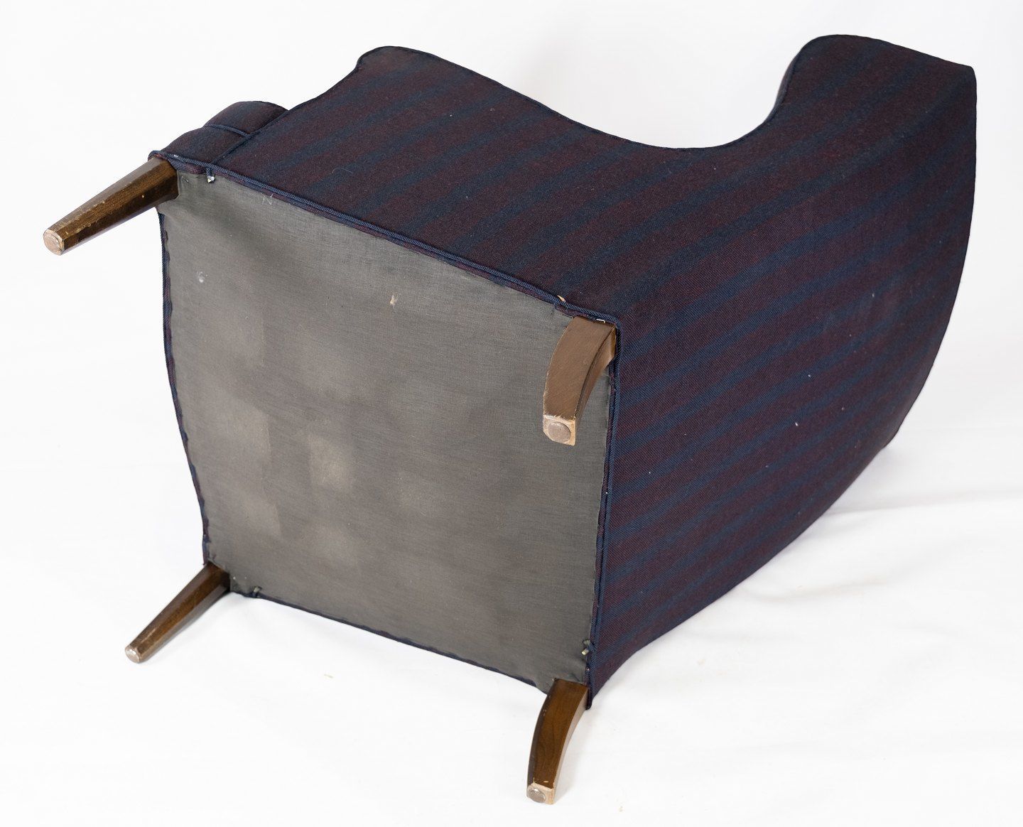 photo furniture High Armchair With Dark Striped Fabric From The 1940s.