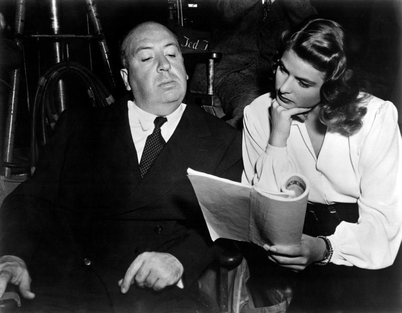 'Script Reading, Bergman & Hitchcock' Ingrid Bergman Alfred Hitchcock Film Silver Gelatin Print Unframed