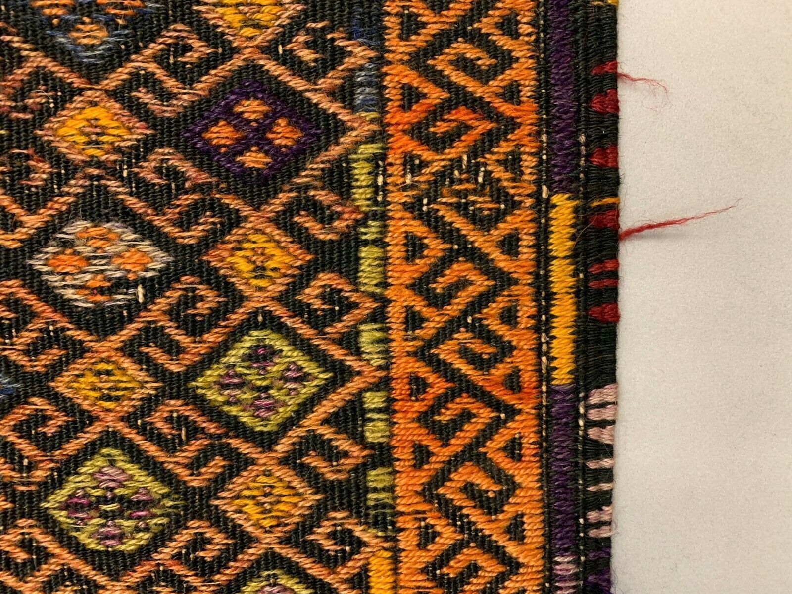 Turkish Mini Kilim 120x58 Cm Shabby Wool Small Kelim Rug, Red Black Gold photo vinterior