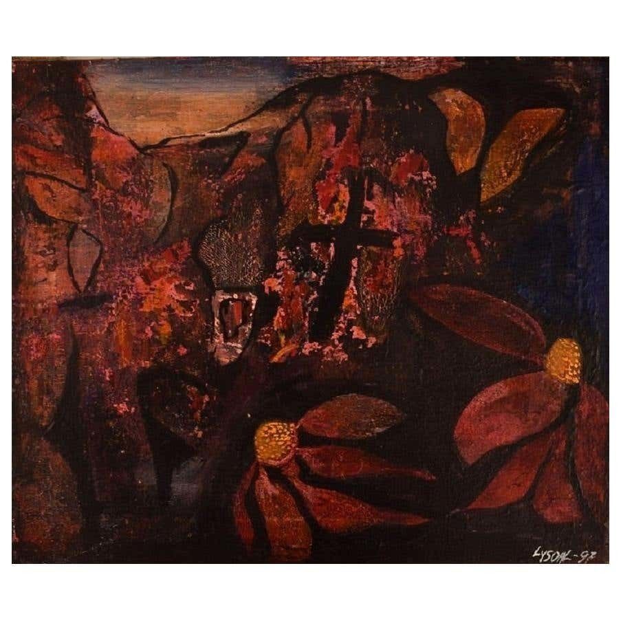 Ivy Lysdal, Acrylic On Canvas, Abstract Modernist Painting, Dated 1997