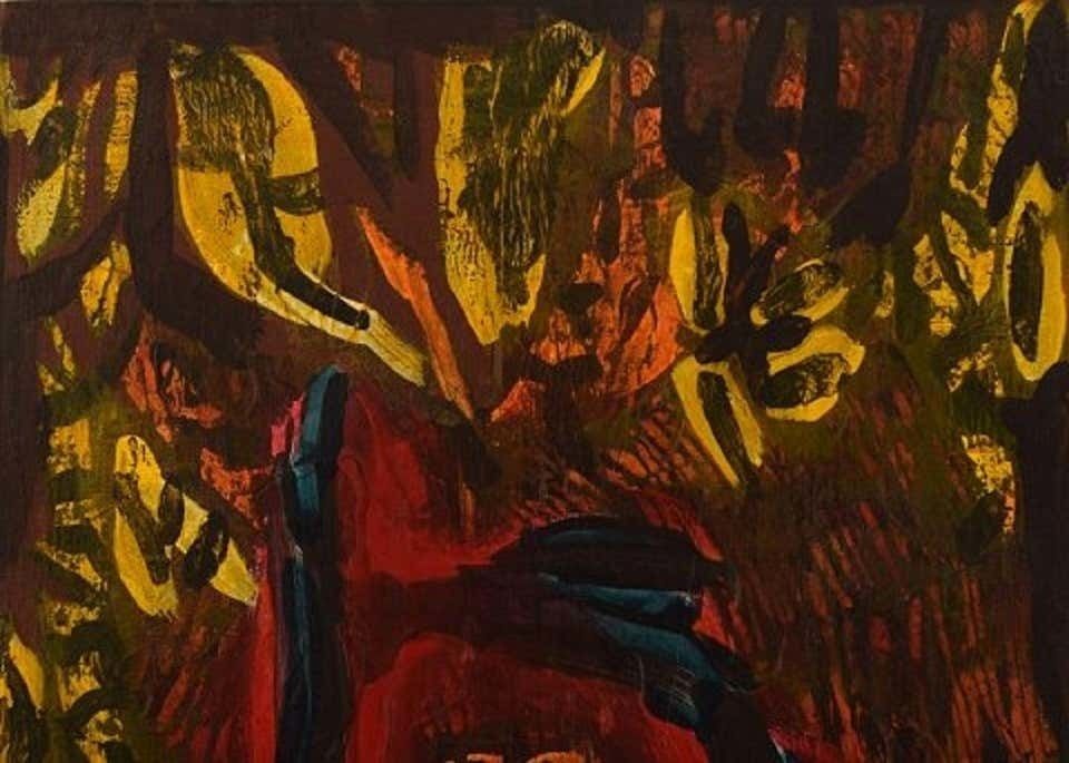 Ivy Lysdal, Acrylic On Canvas, Abstract Modernist Painting, Late 20th Century photo furniture