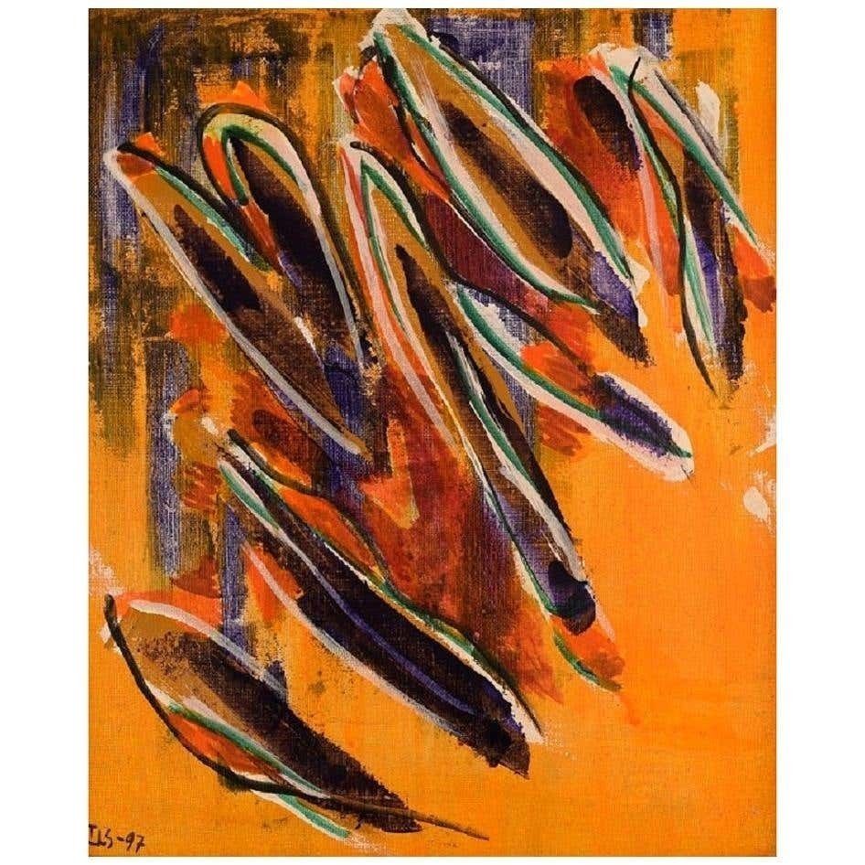 Ivy Lysdal, Acrylic On Canvas, Abstract Modernist Painting, Dated 1997