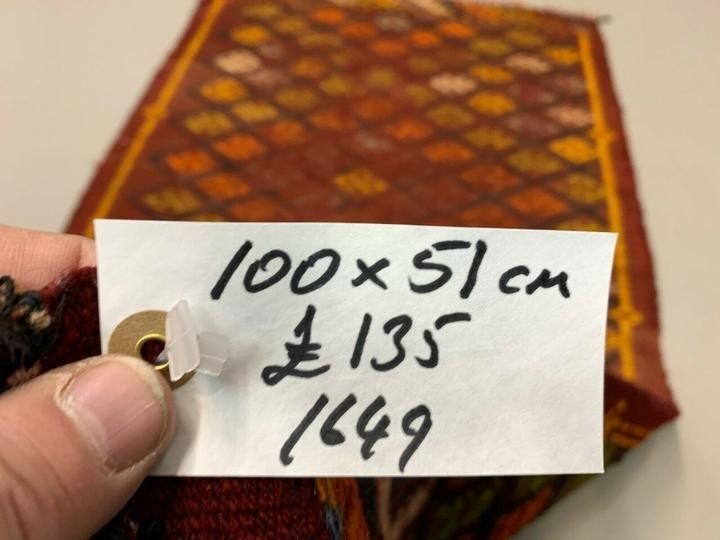 Vintage Turkish Mini Kilim 100x51 Cm Shabby Wool Small Kelim Rug Black,Red photo vinterior