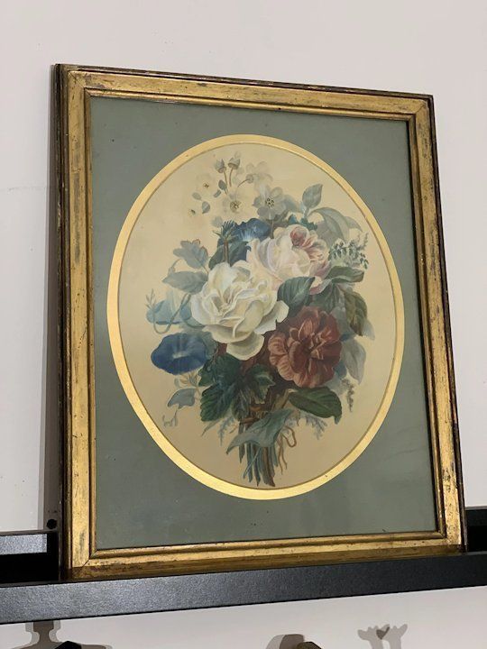 19th Century Watercolour Bunch Of Flowers photo Art