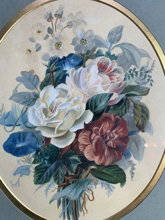19th Century Watercolour Bunch Of Flowers photo buy