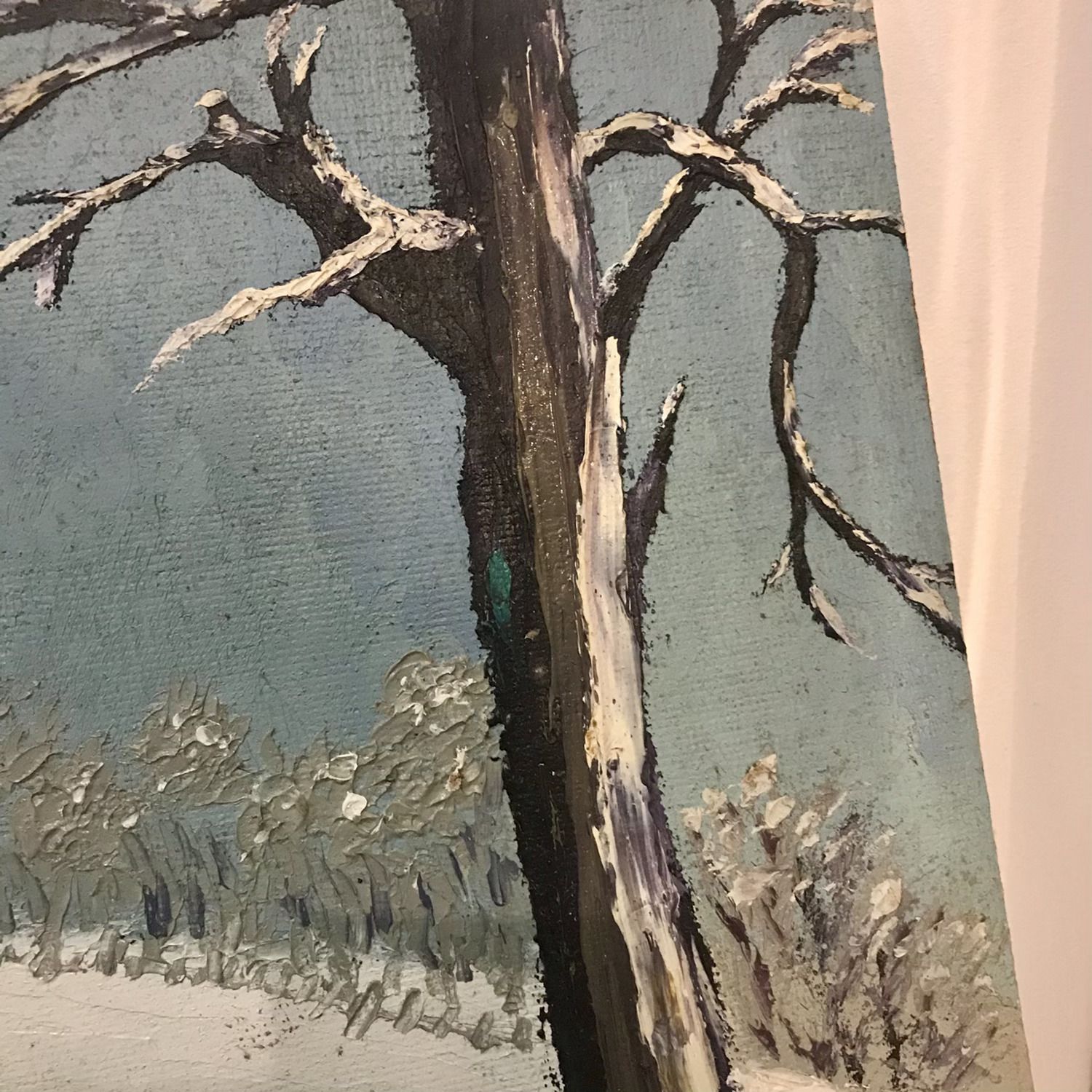 Oil On Board Painting Of Snowy Landscape photo 65.0