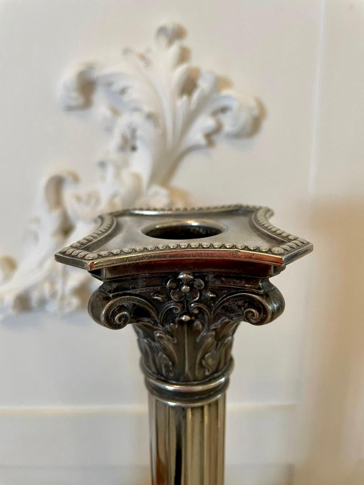 Pair Of Antique Silver Plated Corinthian Candlesticks photo Home Decor