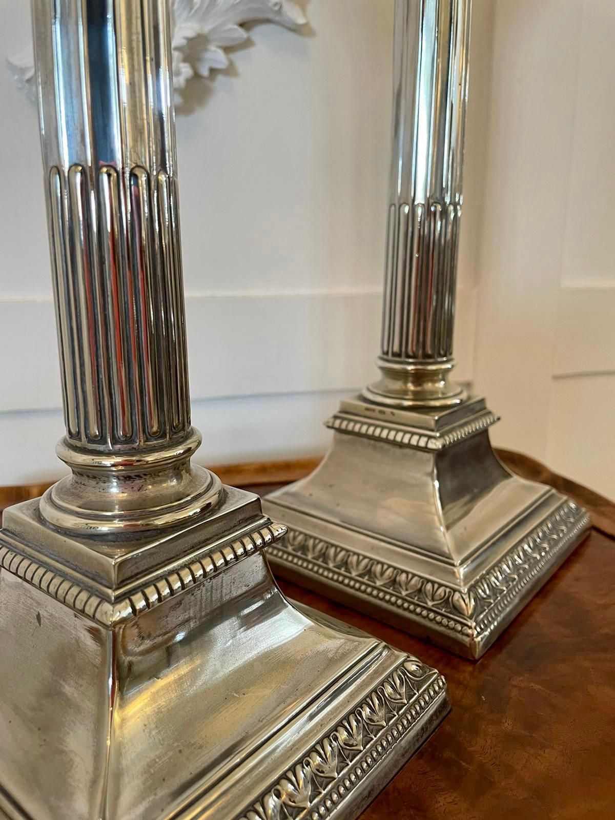 Pair Of Antique Silver Plated Corinthian Candlesticks photo 694.97