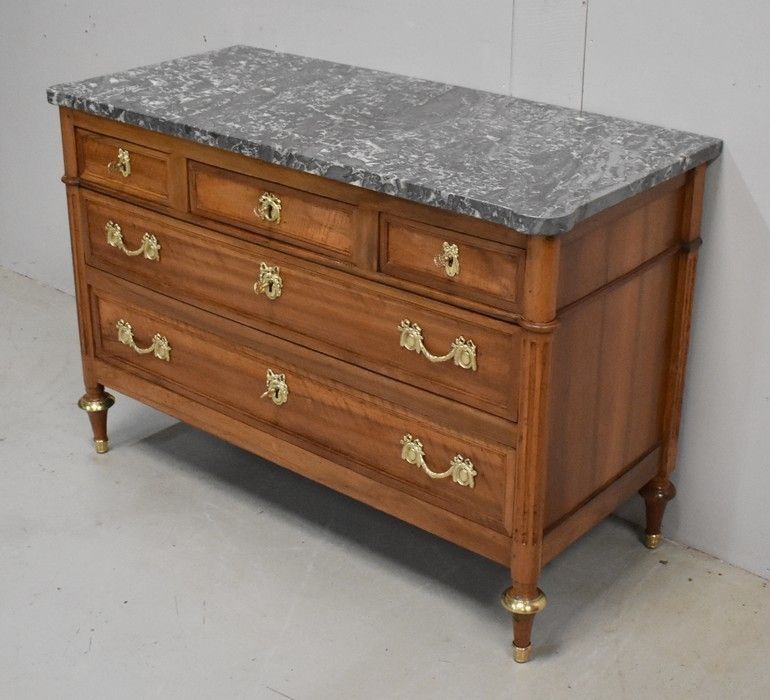 Walnut Chest Of Drawers, Louis XVI Period   2nd Part 18th Century photo for sale