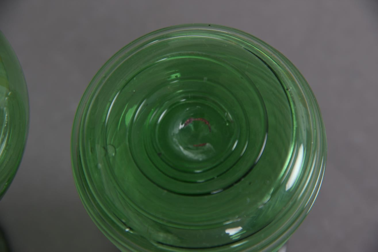 3 Danish Glass Vases / Jugs. Mouth Blown Green Glass. Kastrup Glasværk. photo Home Decor