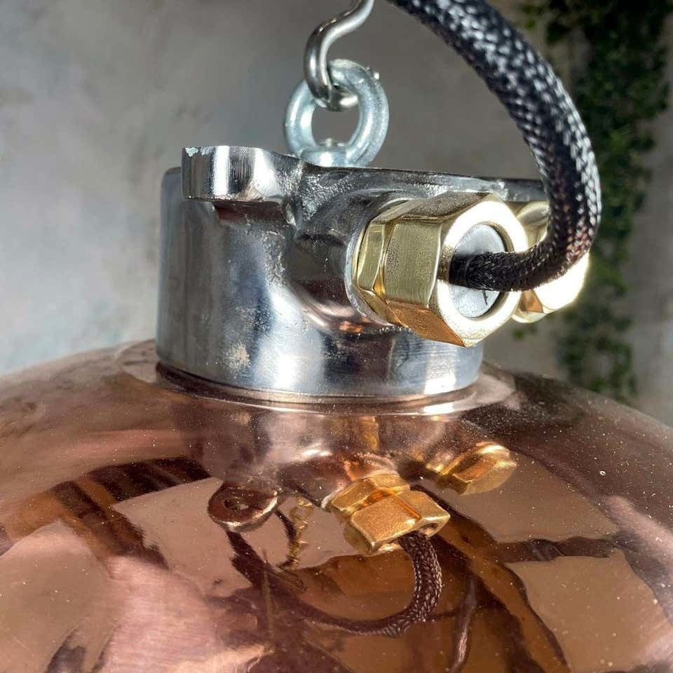 Copper And Iron Ceiling Light With Cage   Original Industrial Style Metal Ceiling Lighting photo buy