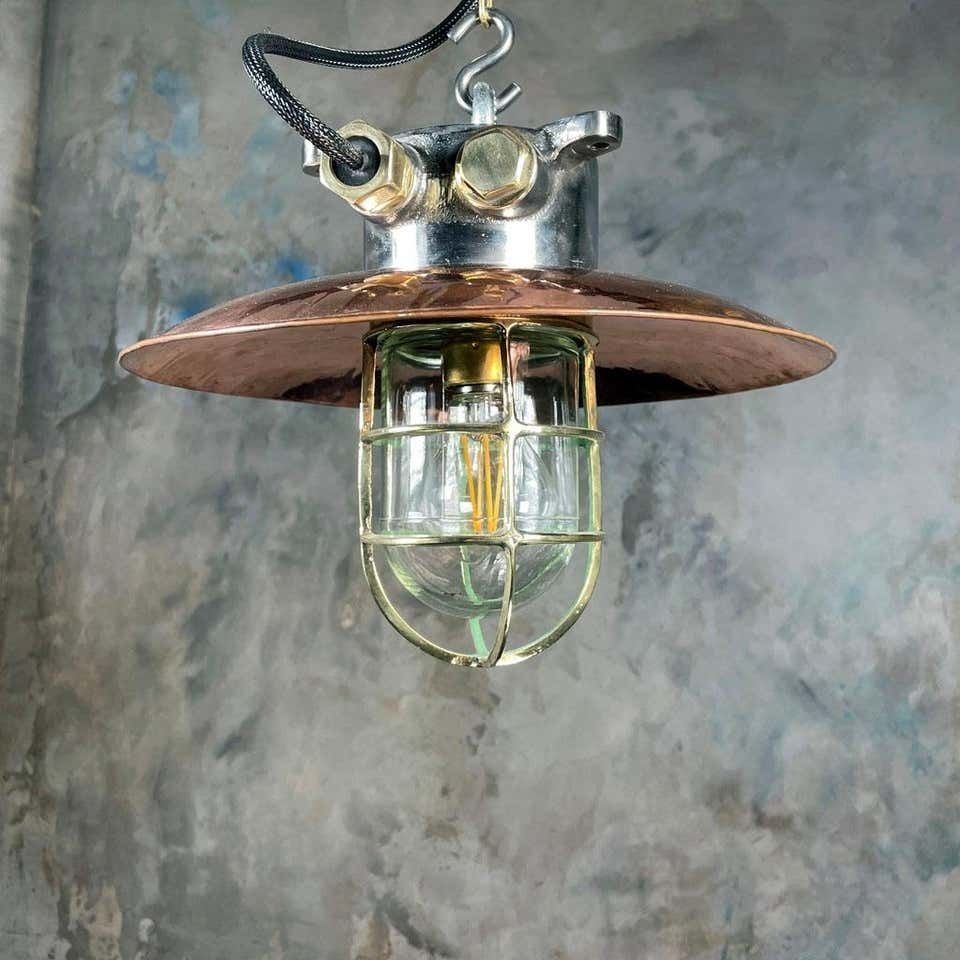 photo buy Copper And Iron Ceiling Light With Cage   Original Industrial Style Metal Ceiling Lighting