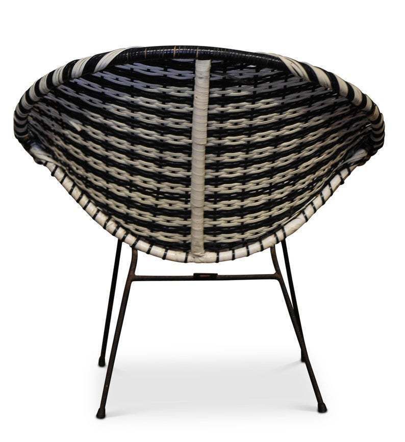 Rattan Woven Two Tone Woven Cocktail Chair In The Style Of Dirk Van Sliedregt In A Black And White Colourway Ol photo furniture