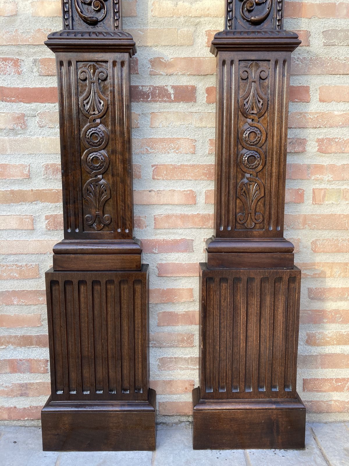 Pair Of Carved Oak Panels photo vintage