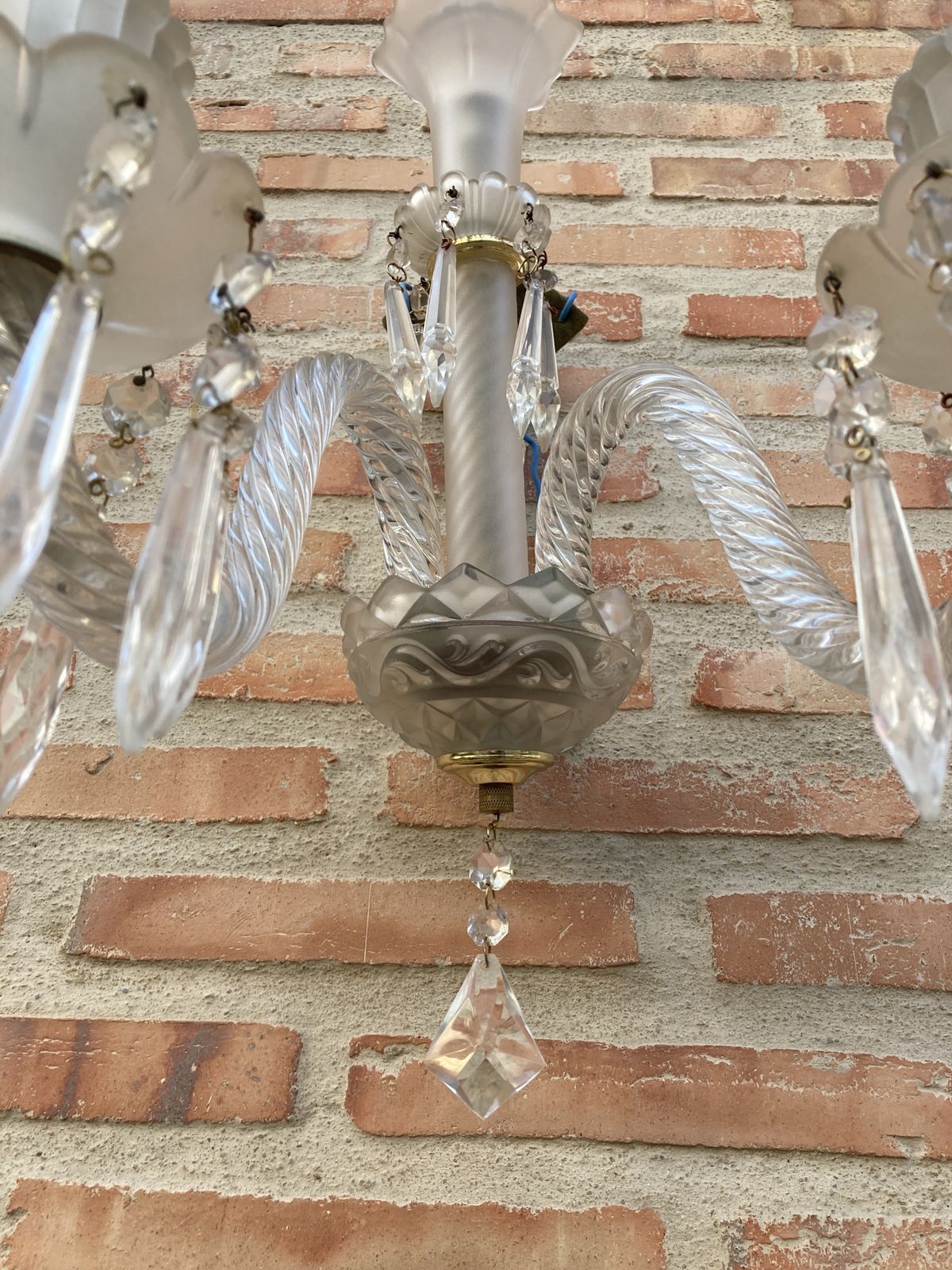 Early 20th Century French Cut Glass Sconces With Crystal, Set Of 2 photo buy