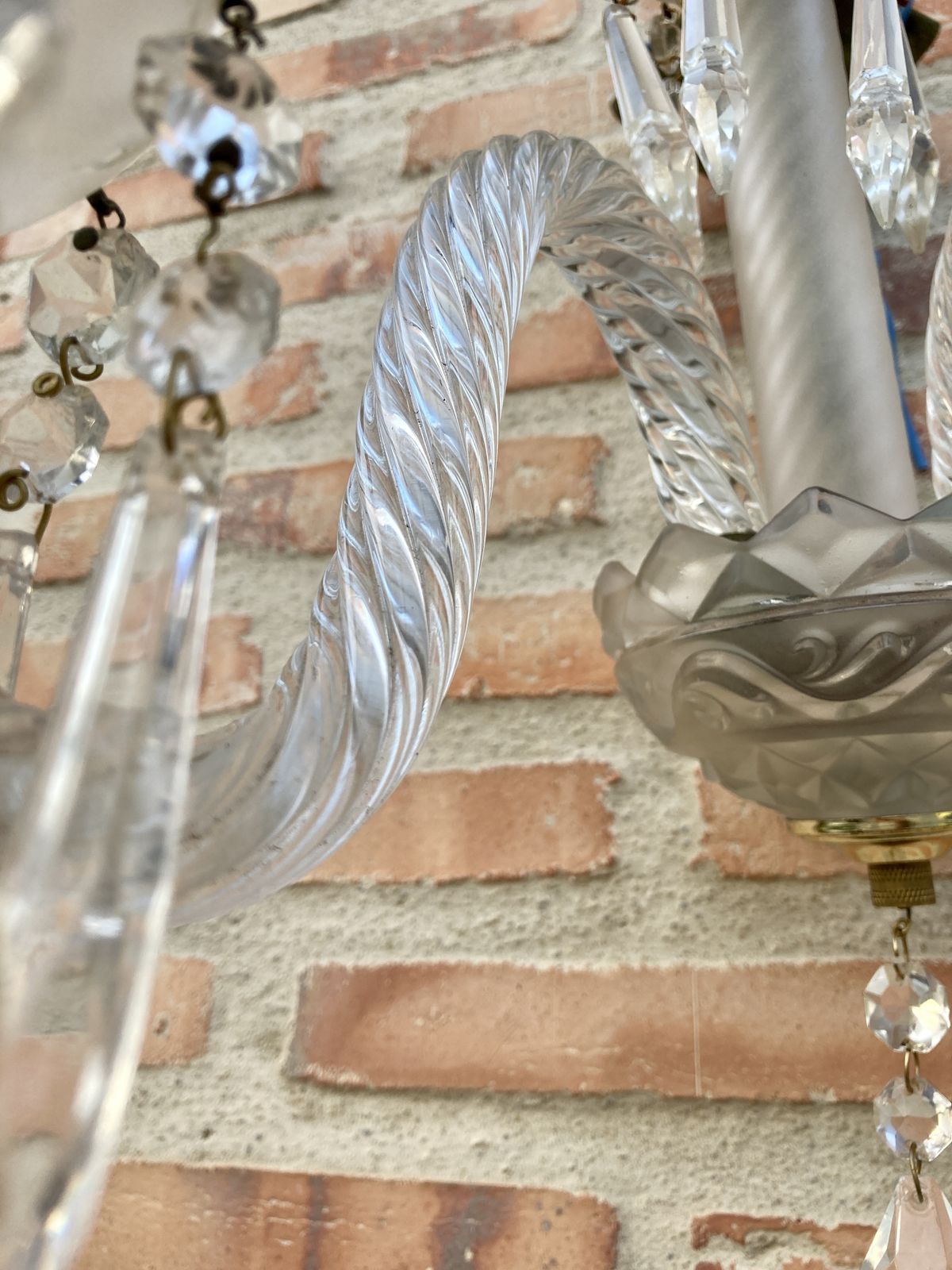 photo furniture Early 20th Century French Cut Glass Sconces With Crystal, Set Of 2