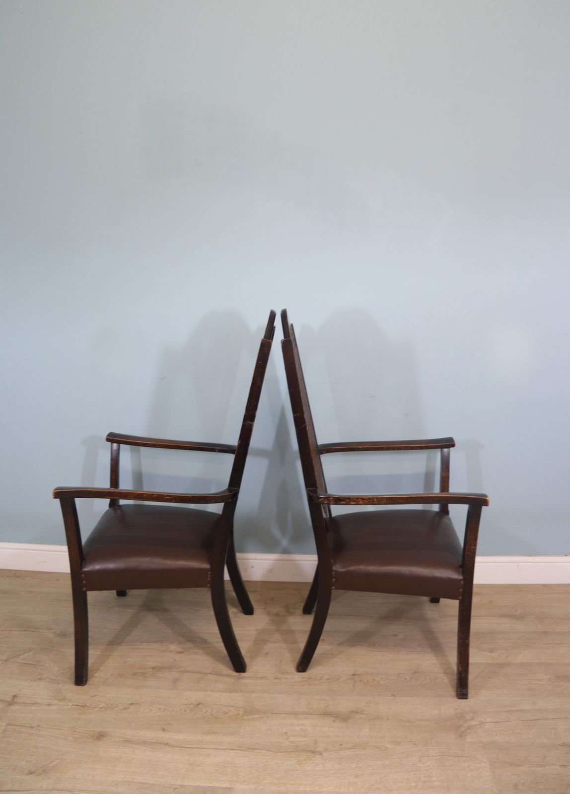A Lovely Pair Of Early 20th Century Industrial Looking Cane Shield Back Armchairs photo vinterior