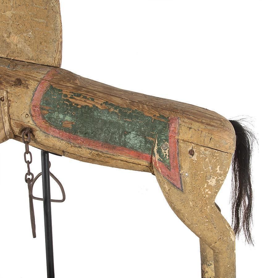 Folk Art Decorative Carved Wooden Horse In Original Paint photo for sale