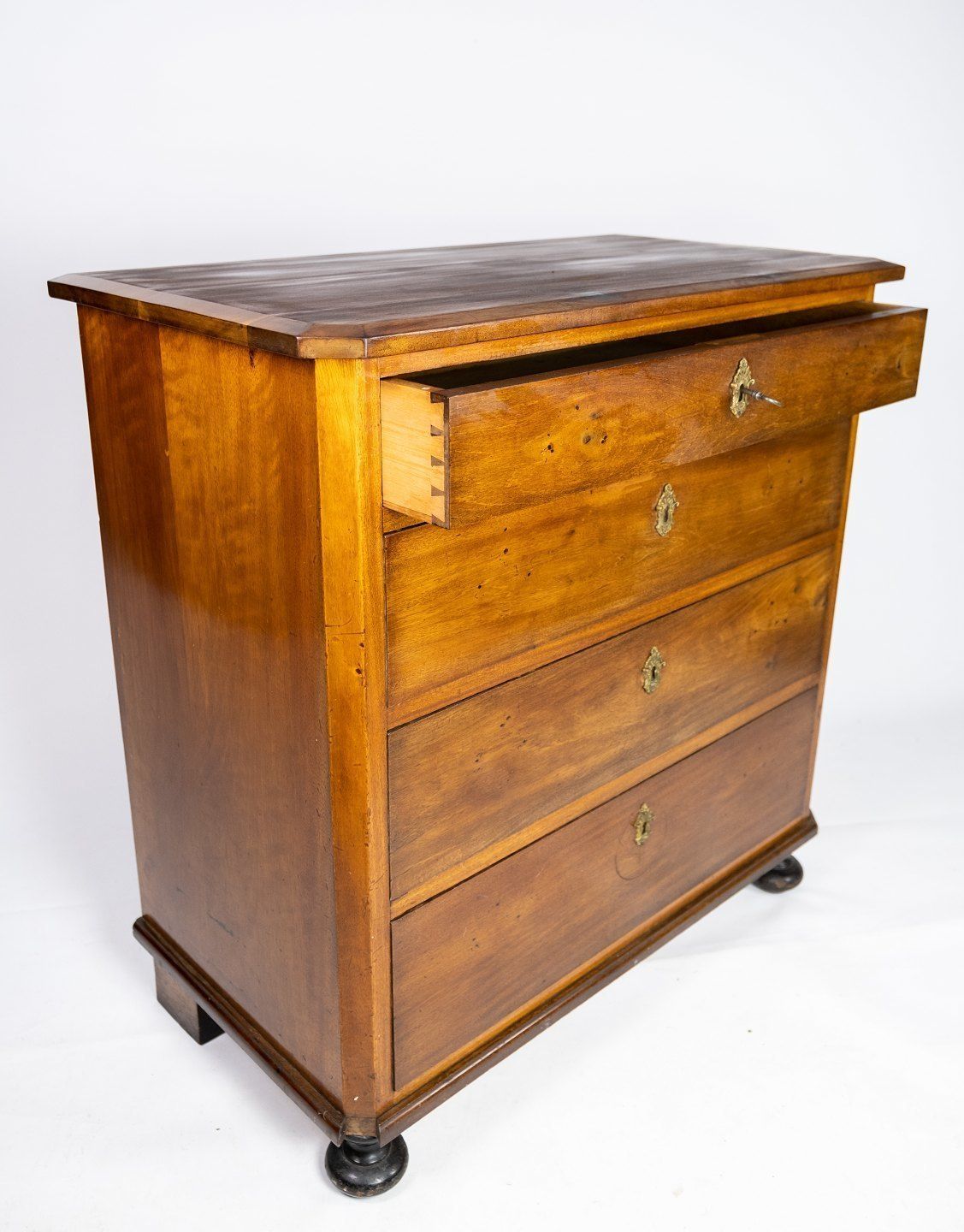 Chest Of Drawers Of Polished Mahogany, In Nice Used Condition From The 1860s. photo for sale