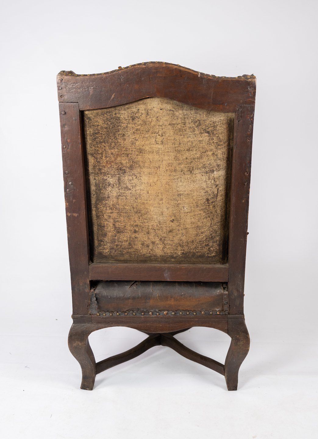 photo furniture Antique Armchair With Original Dark Brown Leather, From 1790.