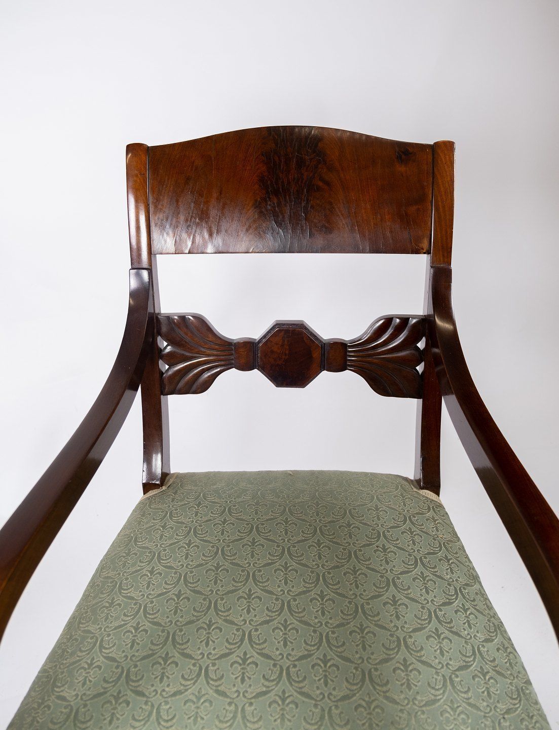 Armchair Of Mahogany And Upholstered With Green Fabric From The 1860s. photo Furniture