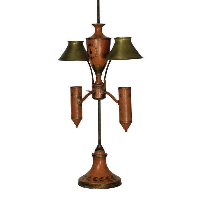 A Napoleonic Revival Orange Tole Desk Lamp photo Lighting