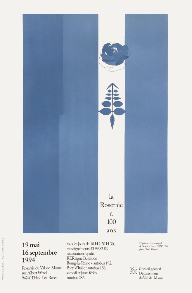 Asse Geneviève (Born In 1923)   Offset Poster   Roseraie De L'hay Les Roses Centenaire 1994