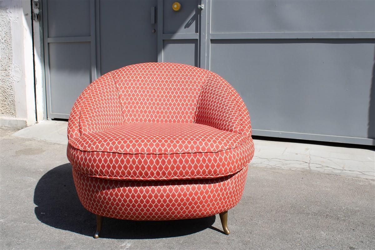 photo vintage Isa Bergamo Gio Ponti Armchair Made In Italy 1950s Original Fabric