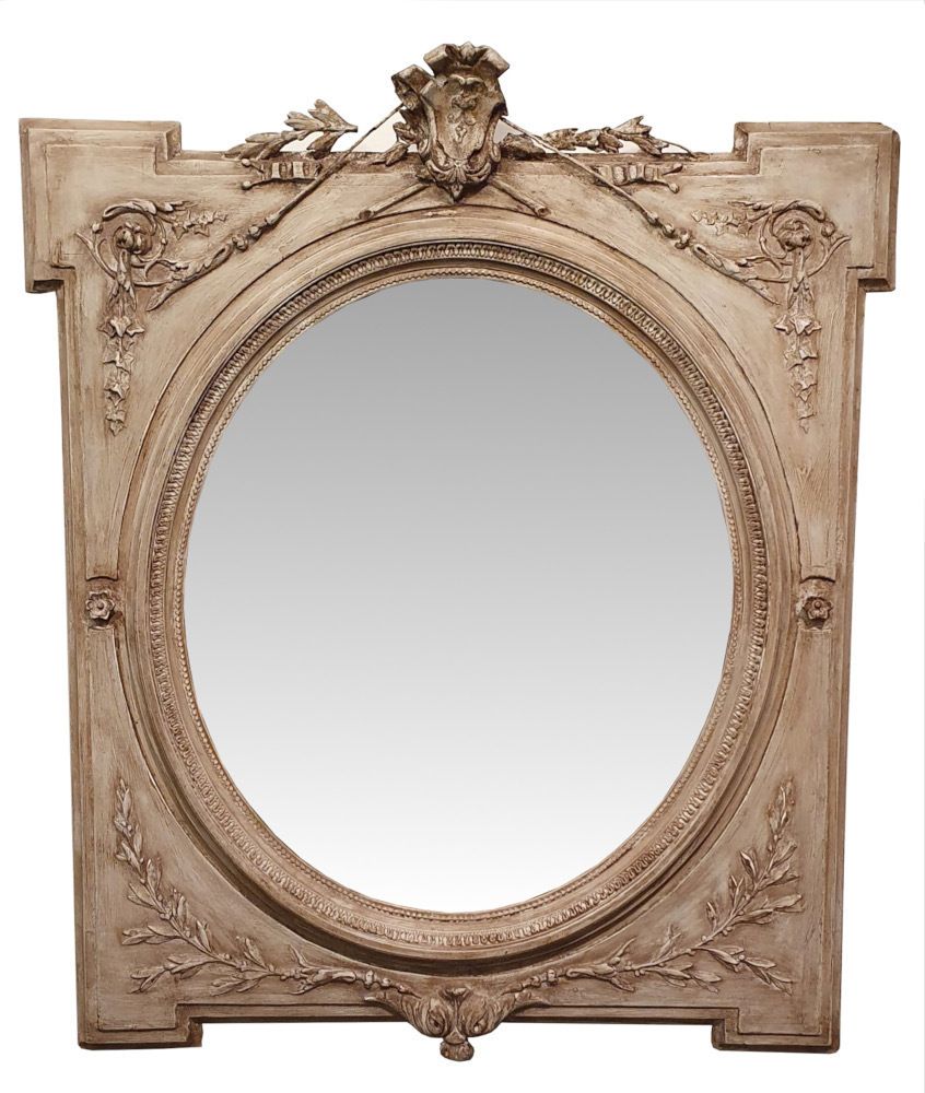 19th Century Oval Framed Painted Mirror