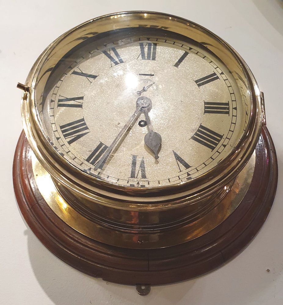 19th Century Marine Brass Ships Clock photo for sale