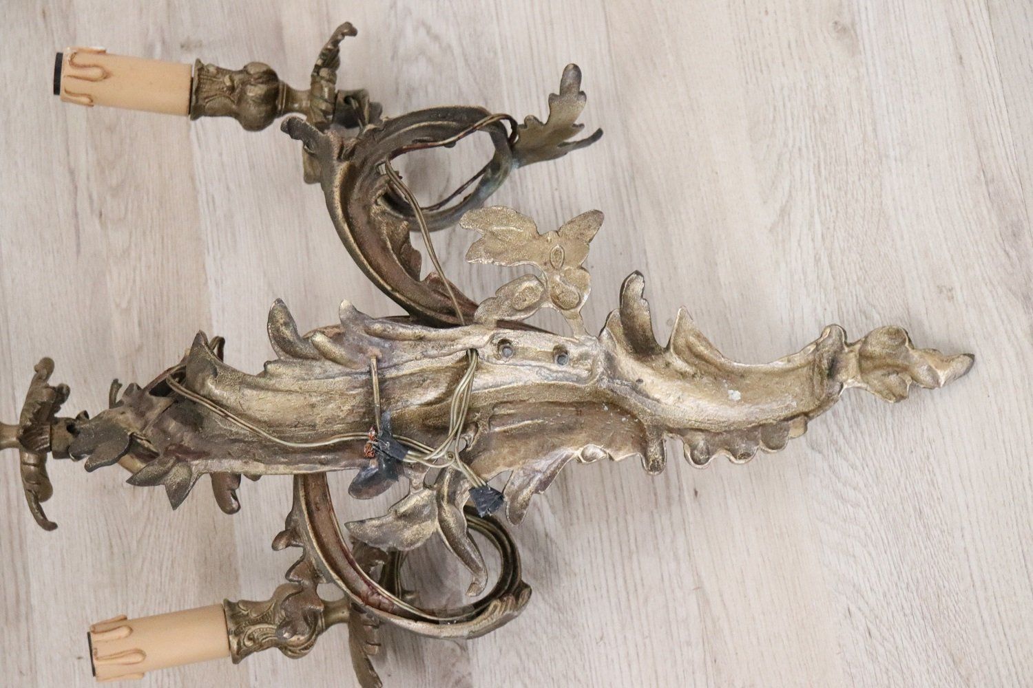 Antique Golden Bronze Sconces, Set Of 2 photo for sale