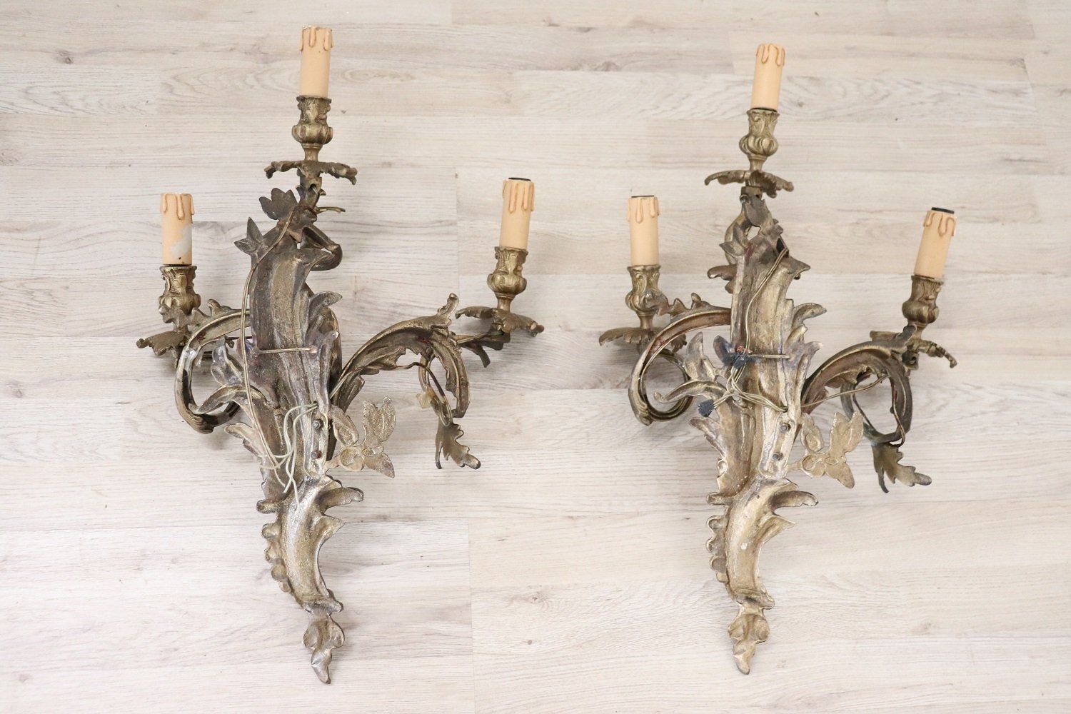 Antique Golden Bronze Sconces, Set Of 2 photo 1202.8