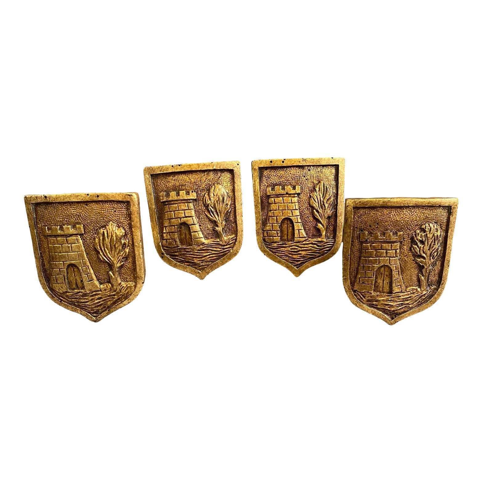 19th Century, Two Pairs Of Golden And Lacquered Wooden Curtain Door.