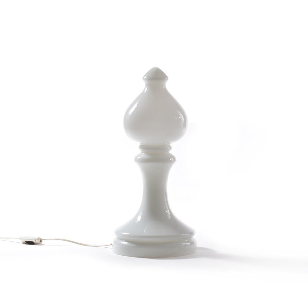 Bishop Table Lamp In White Opaline Glass By Ivan Jakes For Sklarny Rapotin 1960s, 4 Available photo for sale