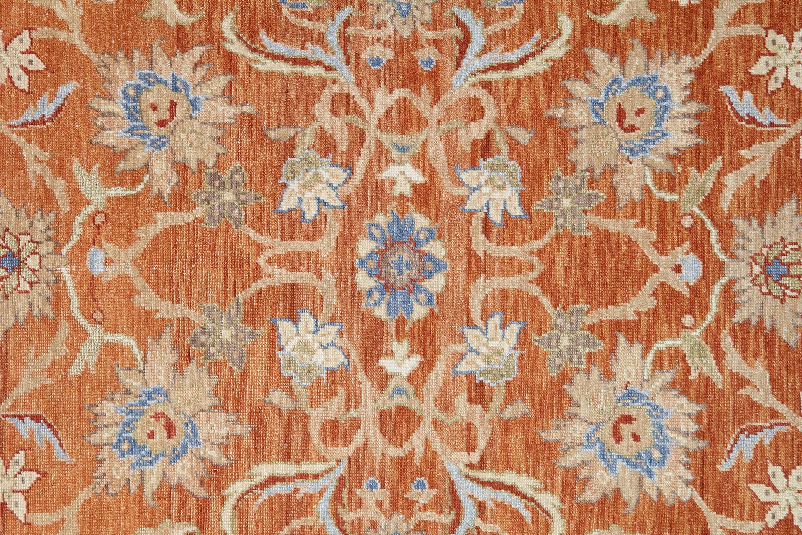 Orange Wool Ziegler Rug, Traditional Oriental Sultanabad Carpet 122x180cm photo for sale