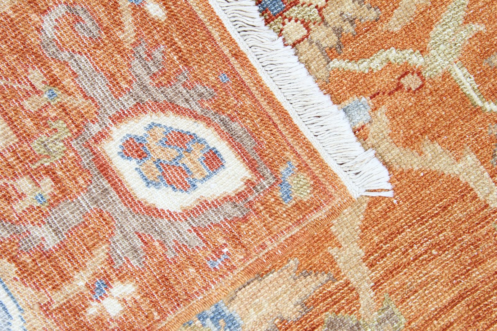 Orange Wool Ziegler Rug, Traditional Oriental Sultanabad Carpet 122x180cm photo Textiles