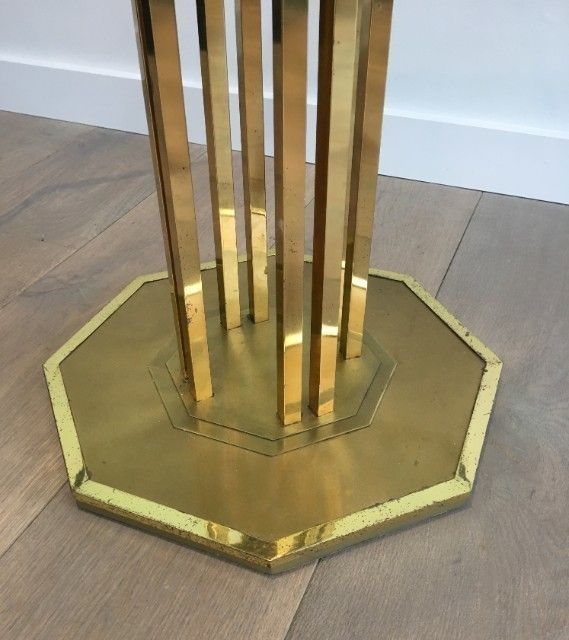 Octogonal Brass And Glass Design Coffee Table. French. Circa 1970 photo vintage