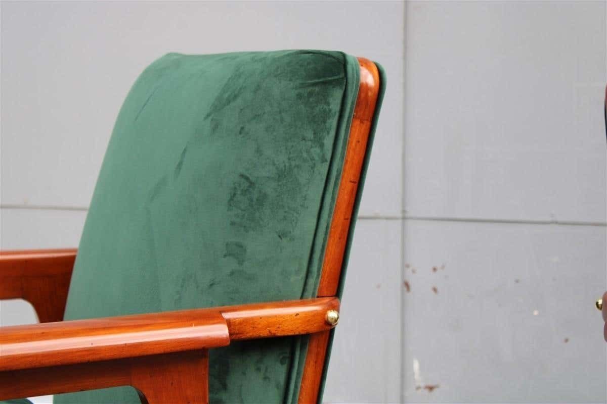 Pair Of Midcentury Italian Paolo Buffa Armchairs Cherry Velvet Green, 1950s photo vinterior