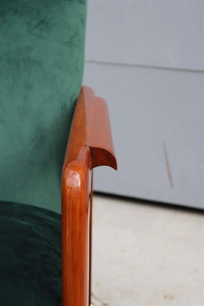 photo buy Pair Of Midcentury Italian Paolo Buffa Armchairs Cherry Velvet Green, 1950s