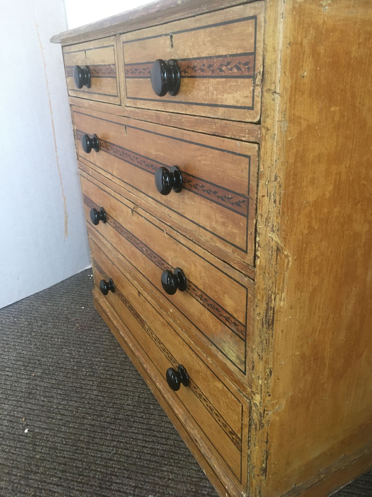 Victorian Original Painted Pine Chest Of Drawers photo furniture
