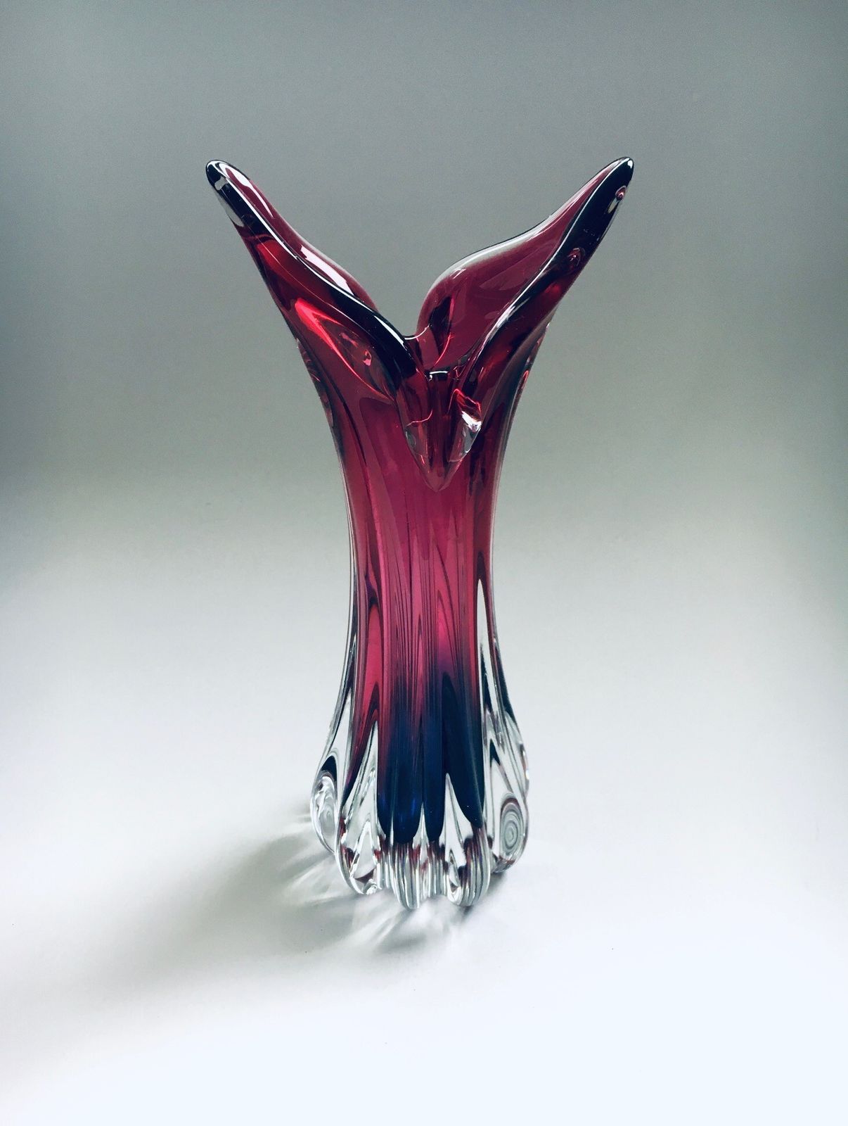 Bohemia Czech Crystal Art Glass Beak Vase By Jozef Hospodka For Chribska Glassworks, 1950s Czechoslovakia photo furniture