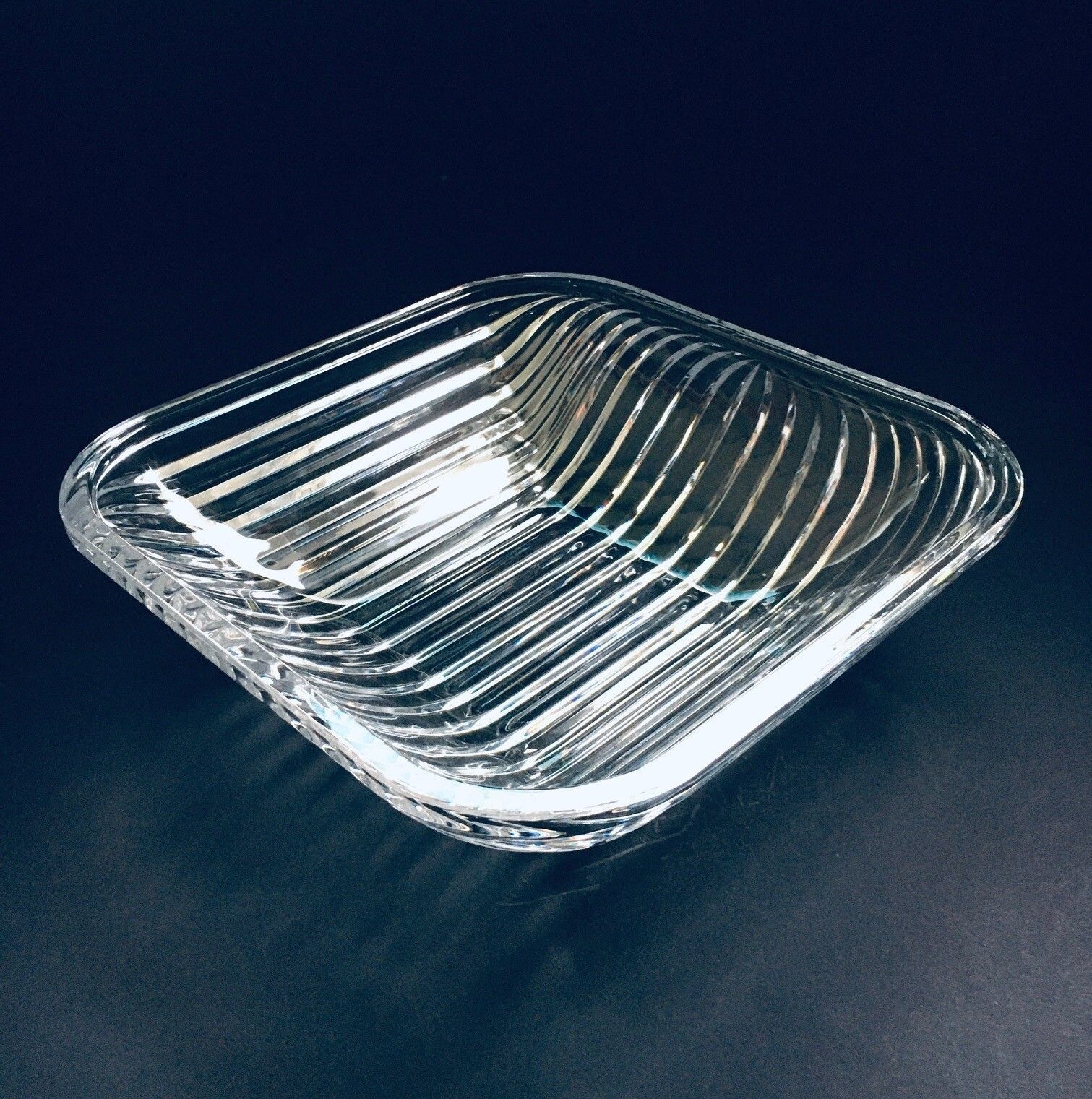 Mid Century Modern Design Xl Kristallen Kunstglazen Schaal, Bohemia Tsjecho Slowakije, Ca. Jaren 1960