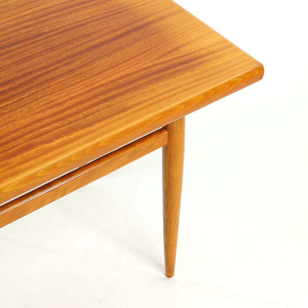 Furniture Long Coffee Table In Mahogany And Teak, Czechoslovakia 1970s photo