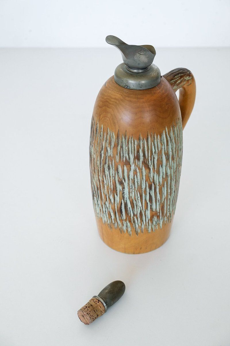 Italian Carved Wood Thermos By Aldo Tura For Macabo, 1950s photo furniture