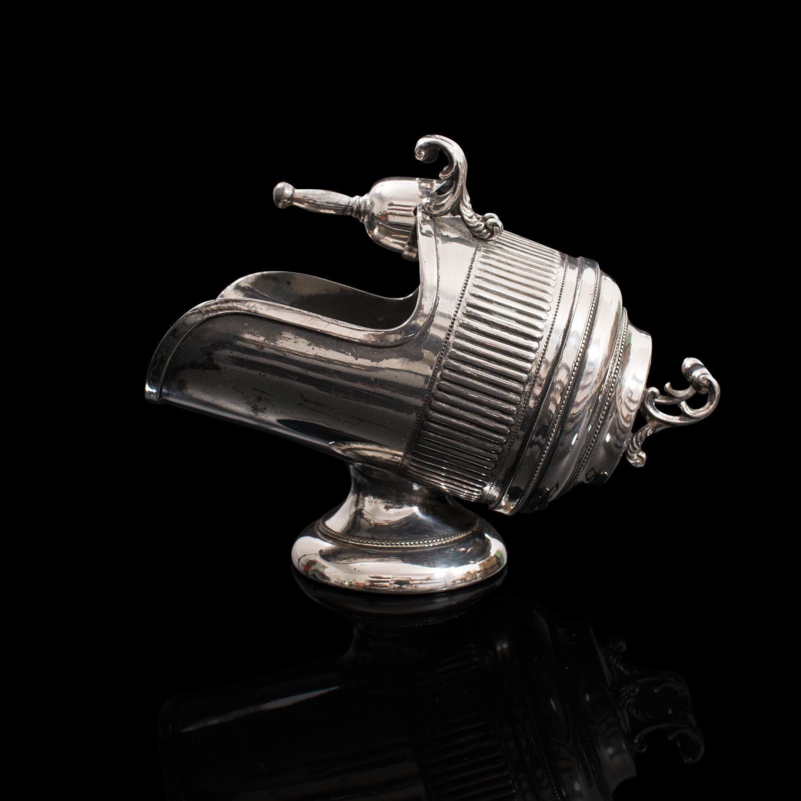 395.0 Antique Salt Cellar, English, Silver Plate, Server, Miniature Scuttle, Victorian photo