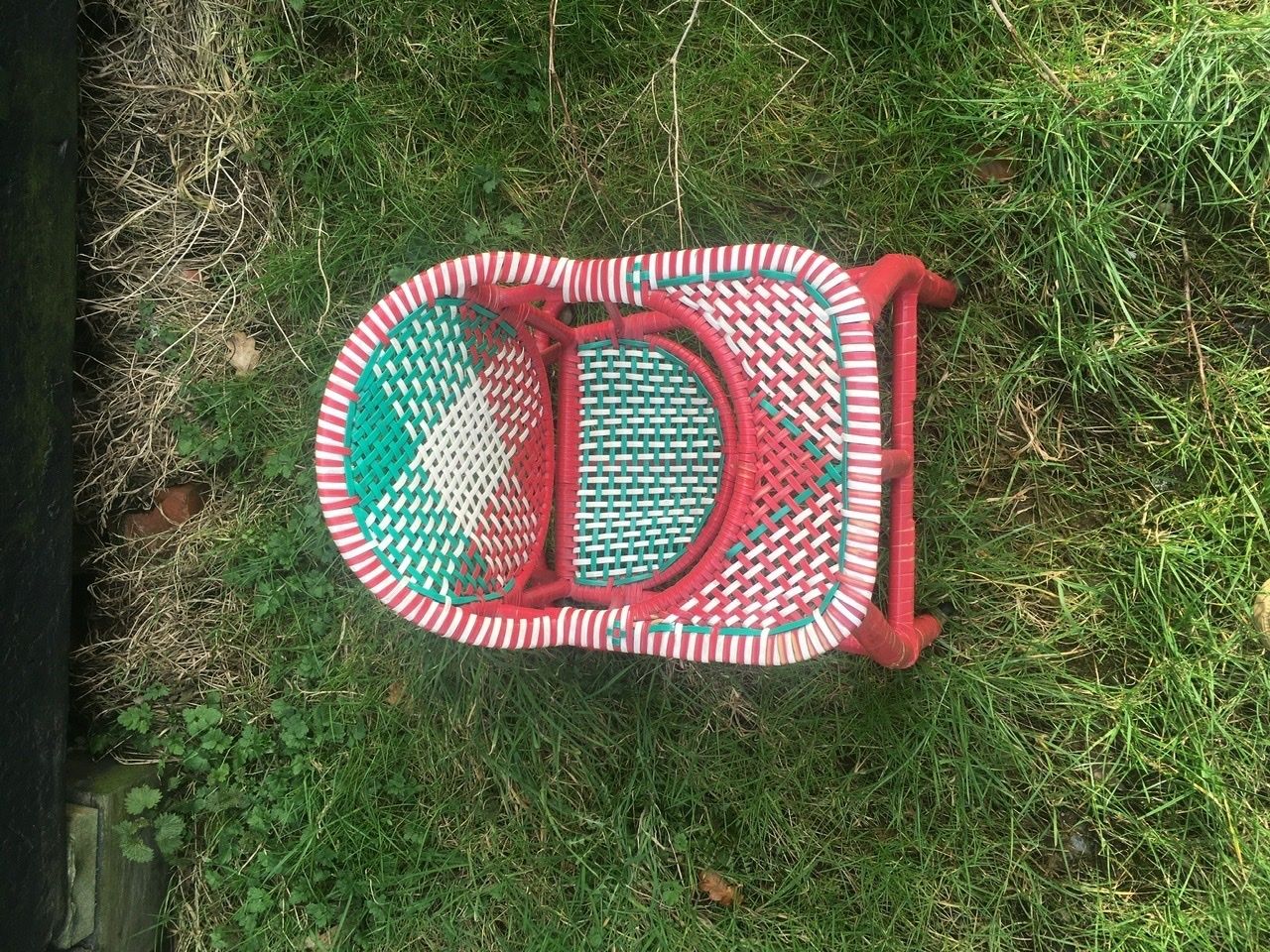 Vintage Multicolour Plastic Woven Baby Chair/Walker photo Home Decor