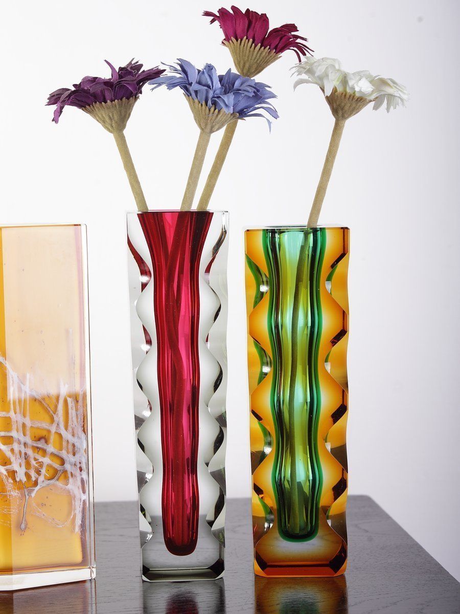 Mid Century Czech Bohemian Glass Exbor Vase By Oldrich Lipsky For Novy Bor photo for sale