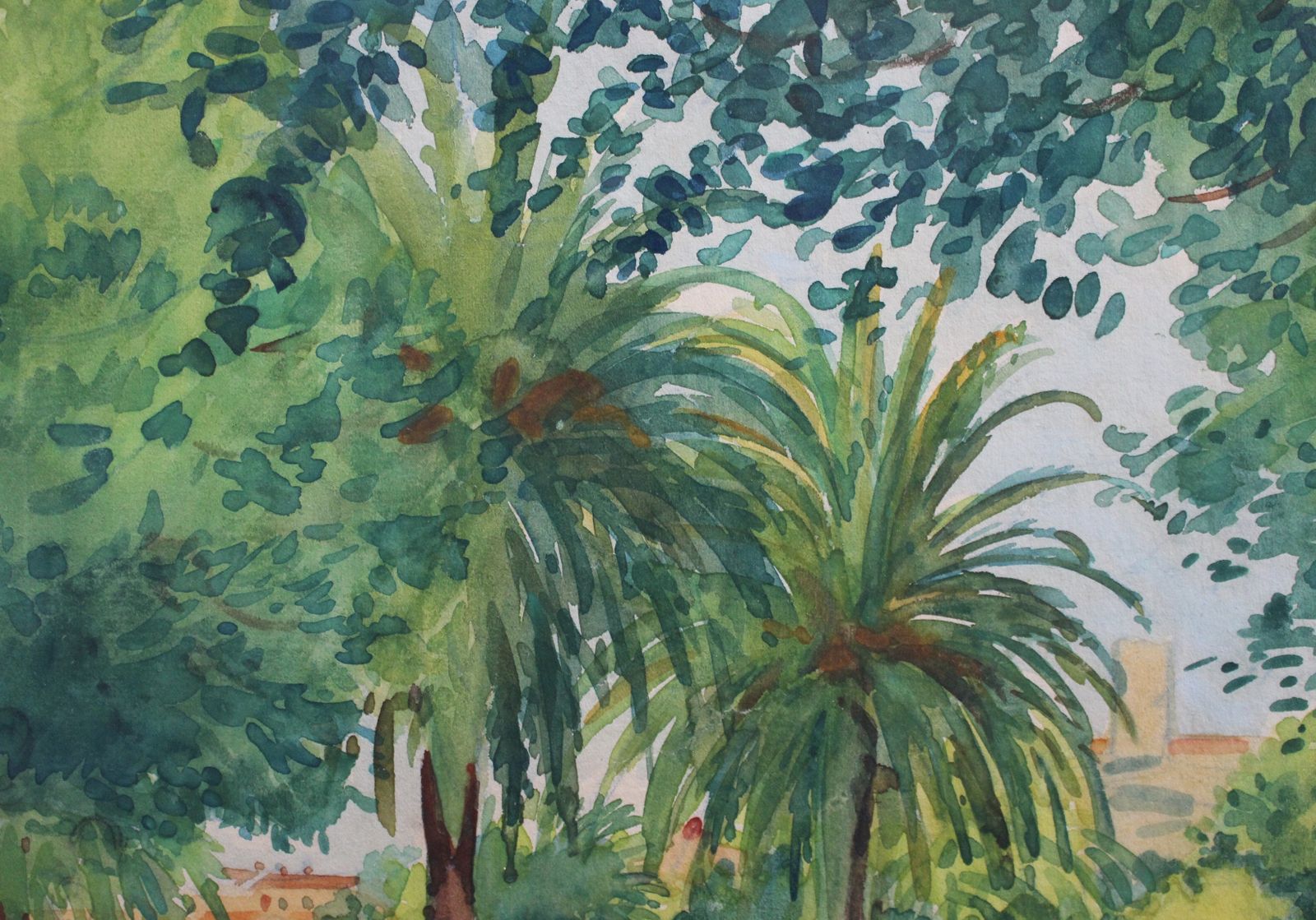 photo for sale A View Of The Park In Menton By Tony Minartz (Circa 1930s)