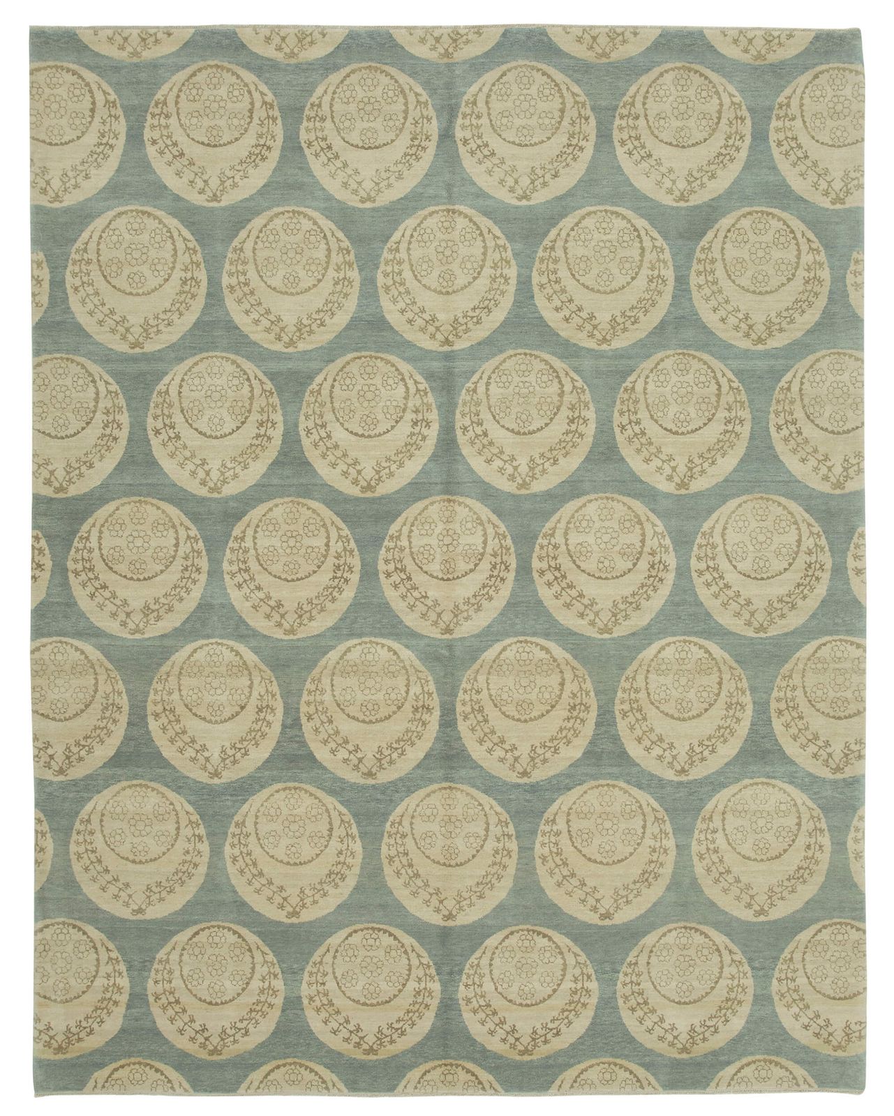 Tapis Oushak décoratif beige d'époque